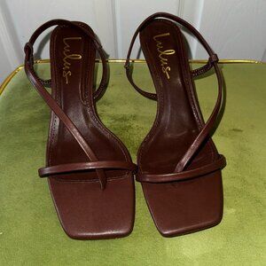 Lulus Brown Strappy Slingback High Heel Sandals